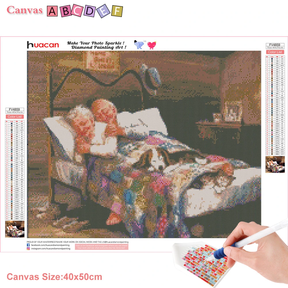 Huacan 5D DIY Diamond Painting Old Couple Full Square Rhinestone Portrait Diamond Embroidery Cross Stitch Mosaic Home Decor