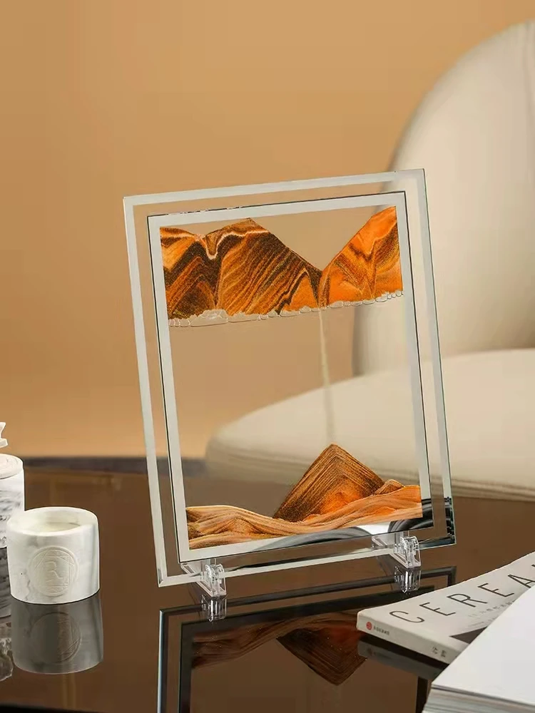 Imagen de Arte de arena m&oacute;vil de 10 pulgadas, cristal redondo 3D, paisaje de arena de mar profundo, pantalla en movimiento, marco de arena fluida, pintura de arena-3