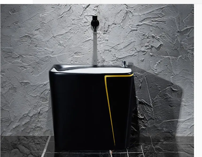 

Balcony black ceramic washing mop pool Domestic bathroom floor mop pool size mop basin mop pool