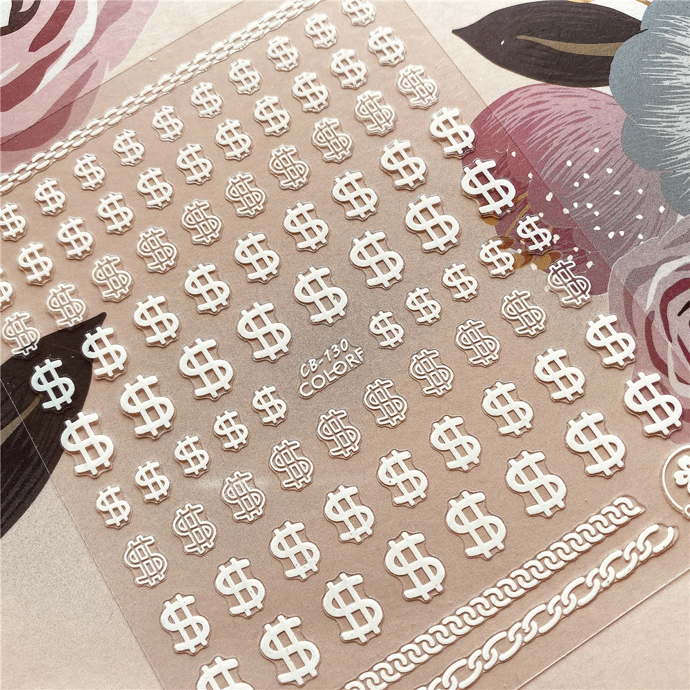 CB-130 Money Dollar 3D Back glue Nail decal sticker decoration art tool ornament | Красота и здоровье
