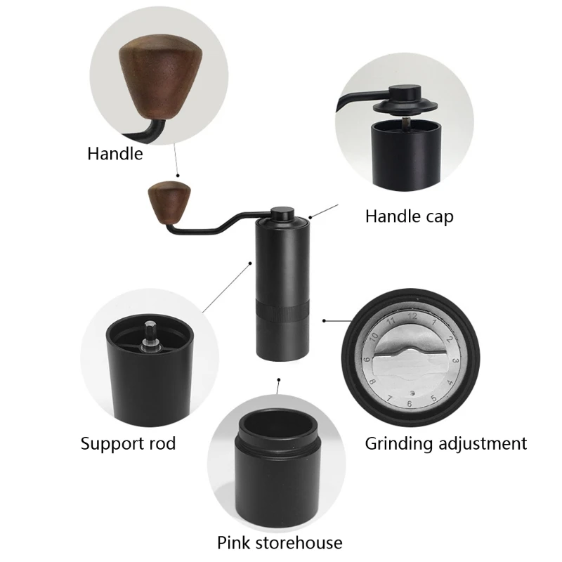 Economici Macinacaffè Manuale 1PC Macinacaffè Manuale Con Fresa In Acciaio Inossidabile 12 Impostazioni Regolabili Macinacaffè Portatile