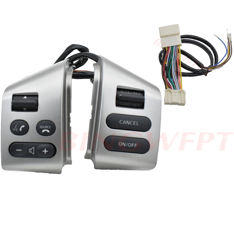 

Для SYLPHY, для Nissan LIVINA и для TIIDA кнопки управления на руле, пара с кабелями, серебряная кнопка с подсветкой