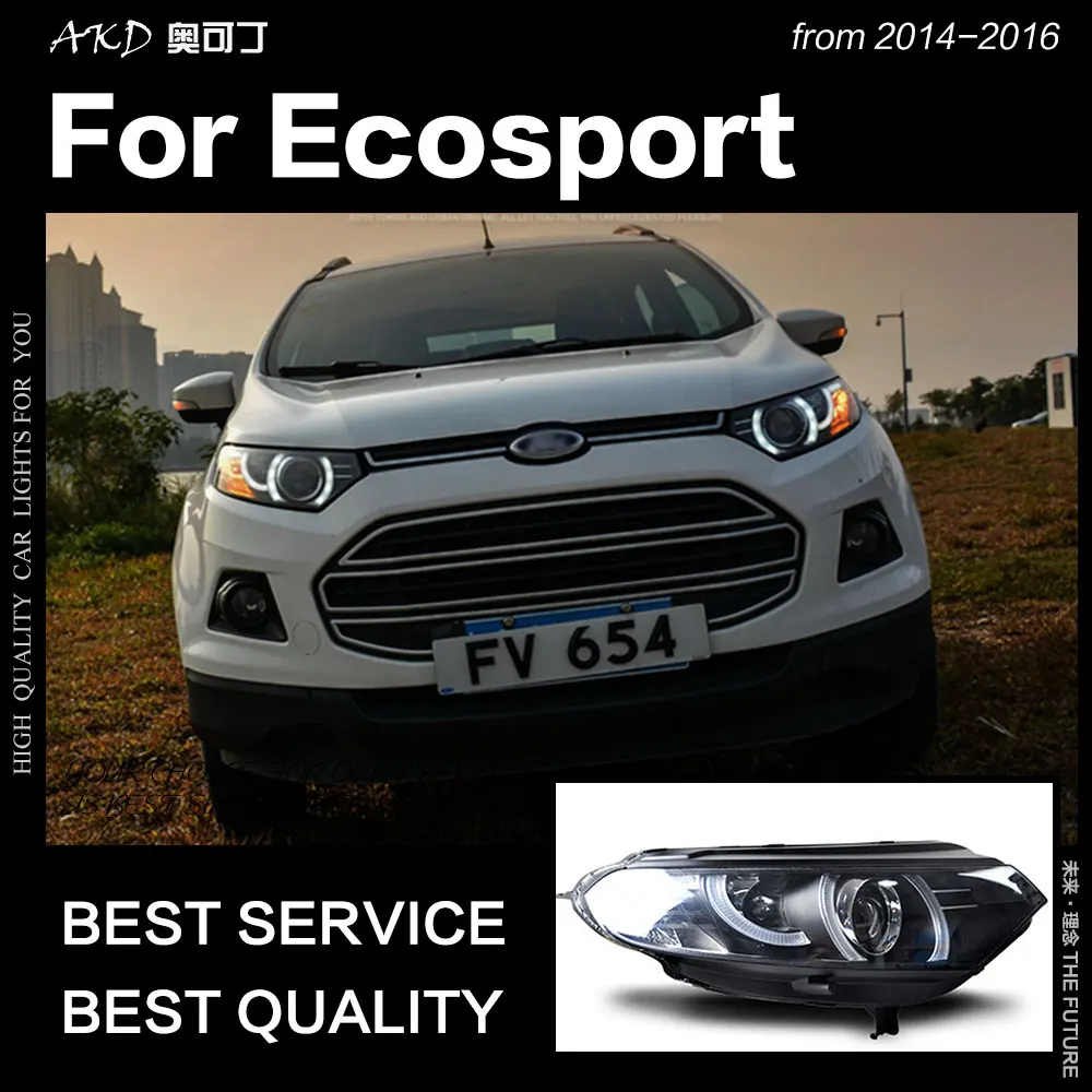AKD автомобильный Стайлинг для Ford Ecosport 2014 брендовый светодиодный сонар фара DRL Hid