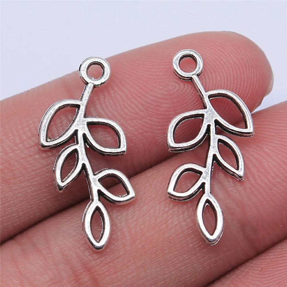 WYSIWYG 20 шт., 25x11 мм, античное серебро, цвет, полые ветки, подвески, подвески, столовые ювелирные изделия
