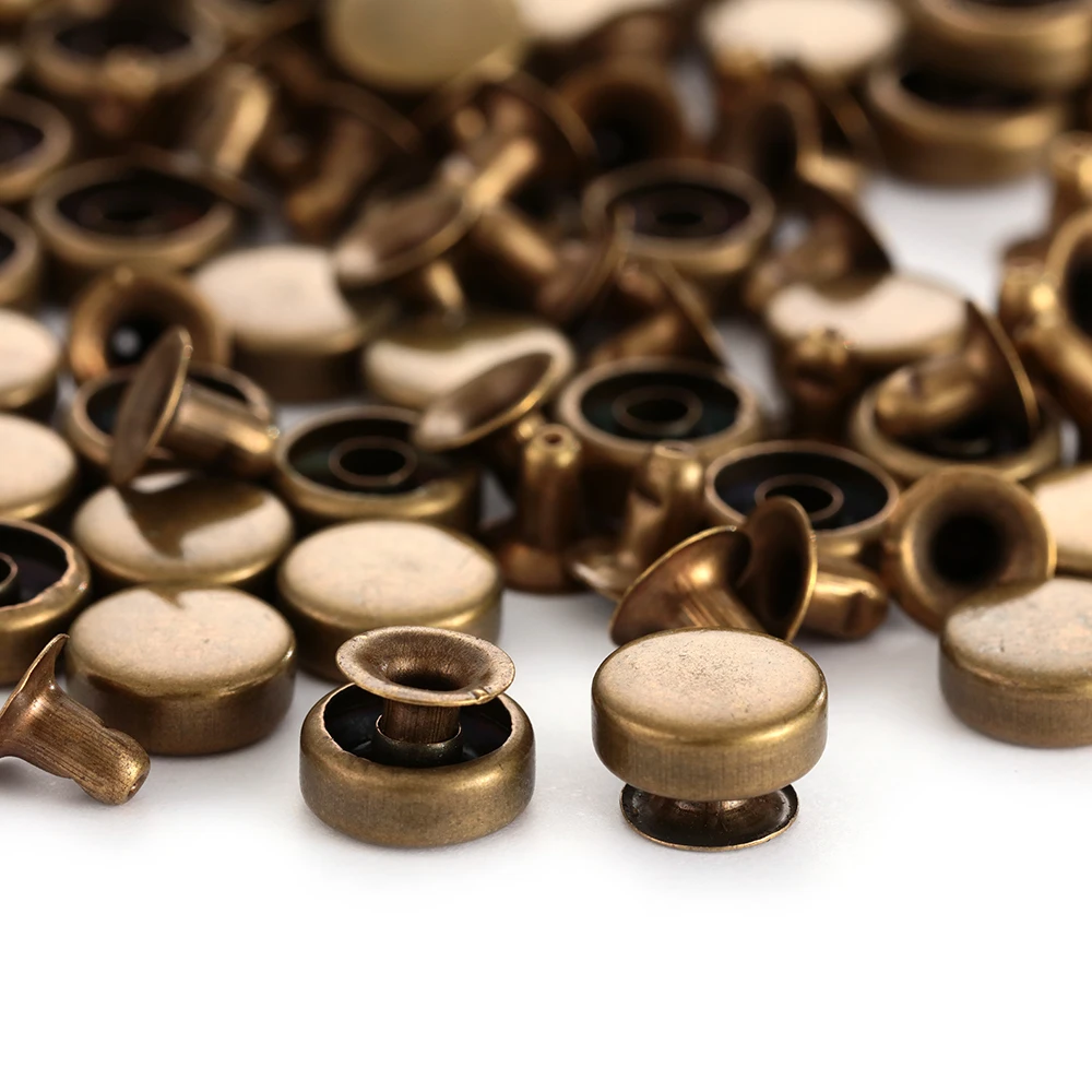 50 комплектов 7 мм 9 круглые заклепки для гвоздей двойные плоские ремни ремешок