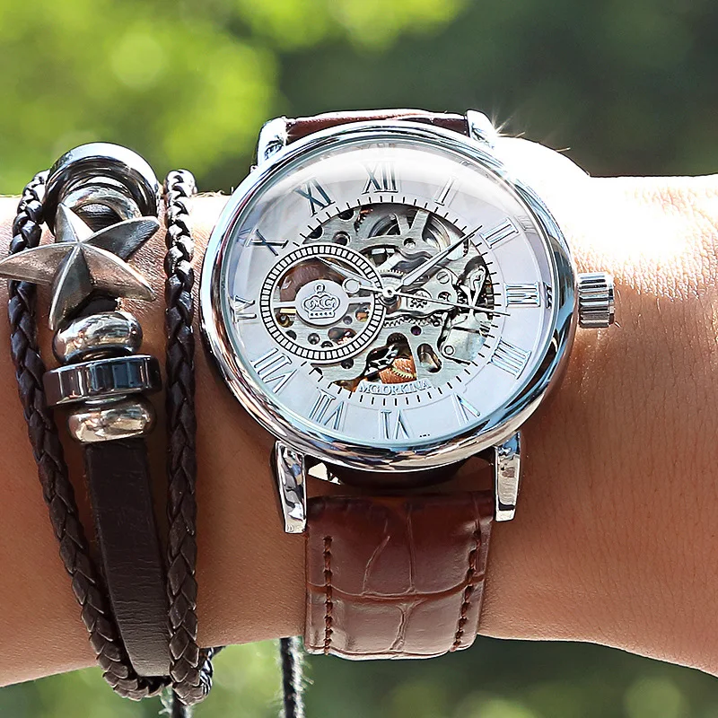 Механические Мужские часы с римскими цифрами и ремешком|Женские наручные часы| |