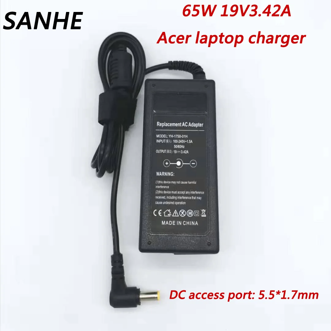 Novo 19 v 3.42a 5 5x1 7mm adaptador de alimentaçao suppy para acer aspire portatil 5315 5630 5735 5920 5535 5738 6920 7520