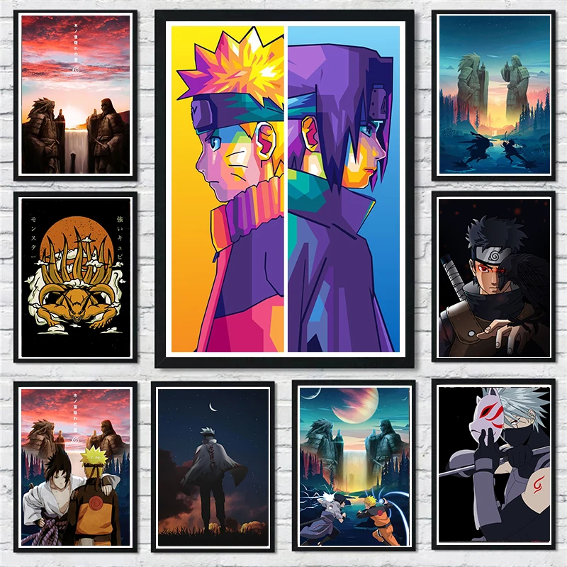 

Classic Anime Canvas Painting Kakashi Naruto Sasuke Posters and Prints Wall Art Print Mural Picture Kids Room Home Decor Cuadros
