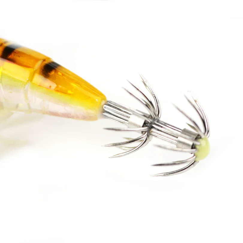 

3.0/3.5 1pcs 15/20g Luminous Fishing Lure Wood Shrimp Squid Hook Jigs Artificial Baits Soft Squid Lure Fishing Tackle