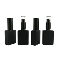 6pcs 30ml pump spray bottle cosmetic container perfume travel black square bottle with aluminum sprayer caps