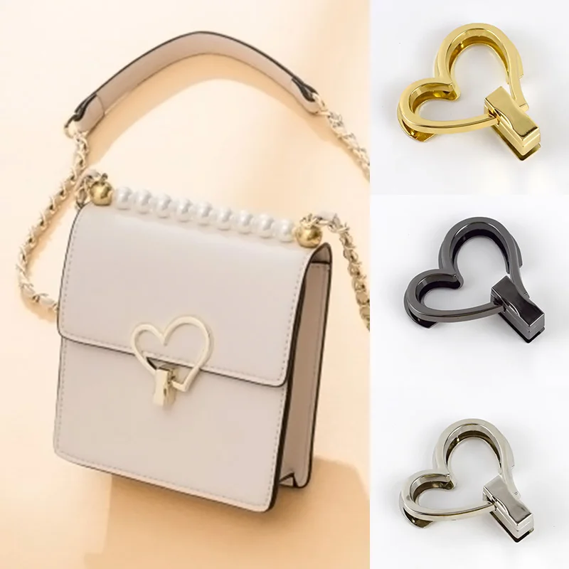 

Fashion Heart Shape Bag Lock Clasp Metal Turn Lock Buckles For DIY Handbag Shoulder Bag Purse Handbag Hardware Bag Accessories