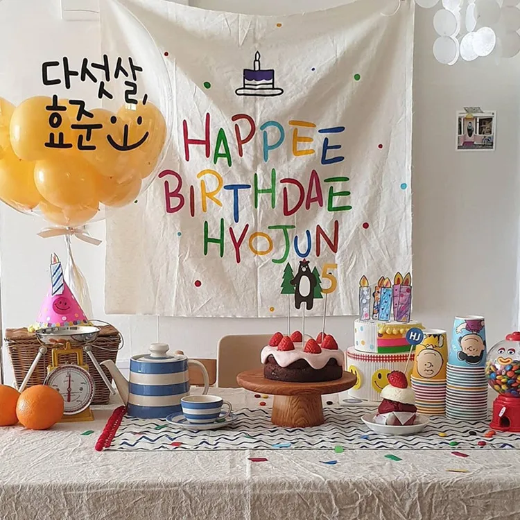 

Baby party decoration Korean children's birthday letter flag setting children's bedroom cloth baby shower Photo Props