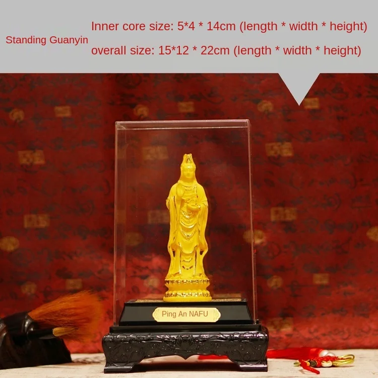 

Rongsha golden Avalokitesvara standing Avalokitesvara sitting lotus Avalokitesvara rongsha Buddhist home crafts