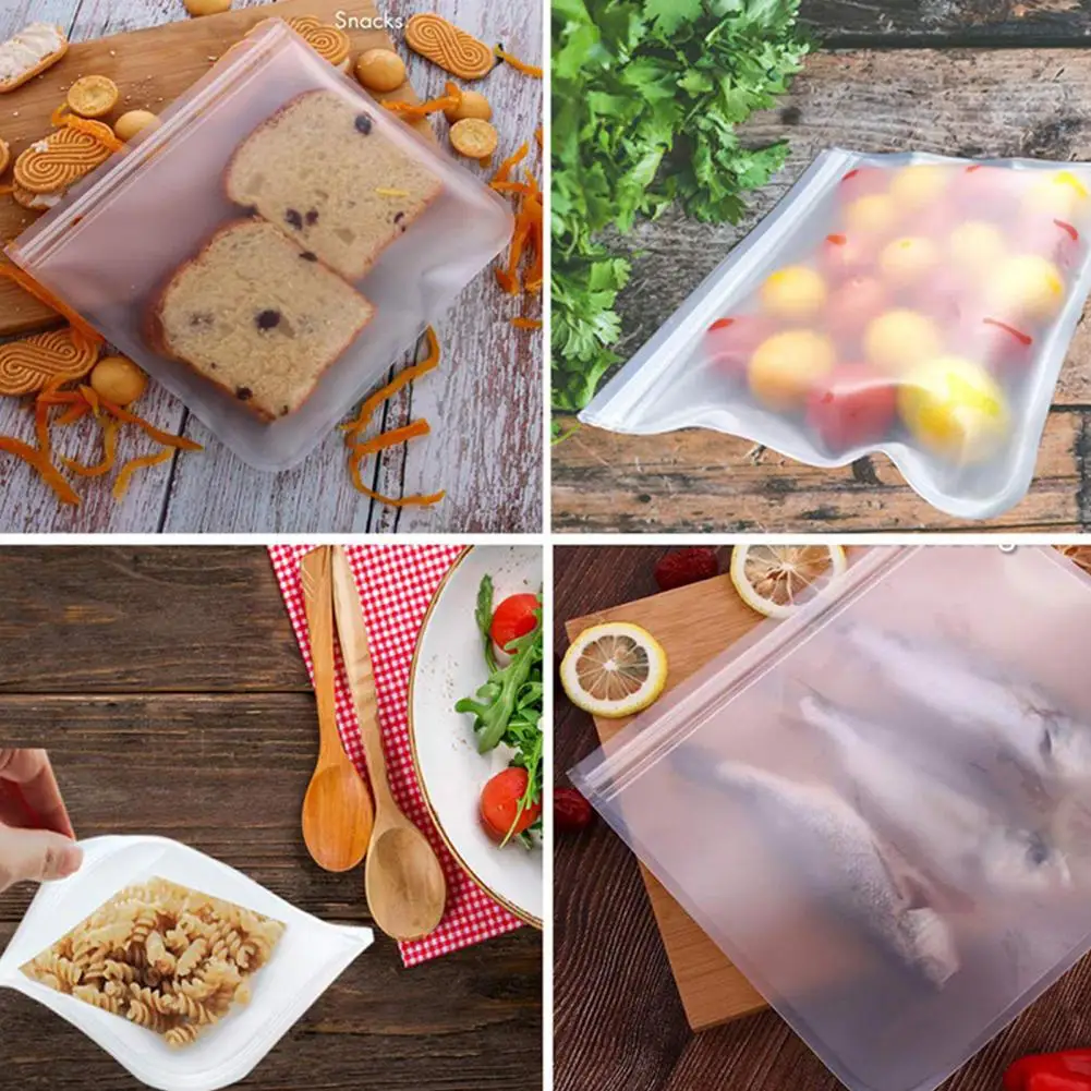 

Pouch Reusable PEVA Transparent Food Refrigerator Fresh-keeping Storage Bag