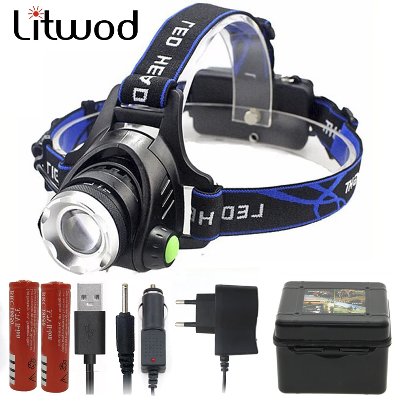 Litwod z20 T6 L2 Светодиодные фары фара Масштабируемые регулируемое наголовное крепление вспышки светильник лампа фонарь 500lm XM-L 18650 батарея долгого времени светильник