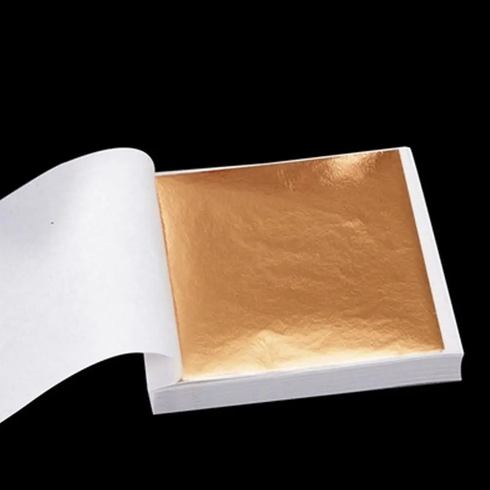 

100Pcs Art Craft Design Paper Imitation Gold Sliver Copper Leaf Leaves Sheets Foil Paper for Gilding Home DIY Craft Decoration