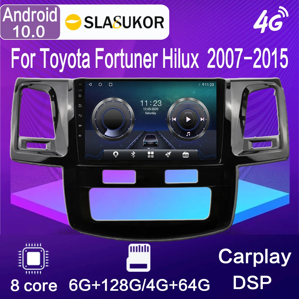 9 ''IPS Android 10 автомобильный радиоплеер для Toyota Fortuner Hilux 2007 2015 мультимедийный