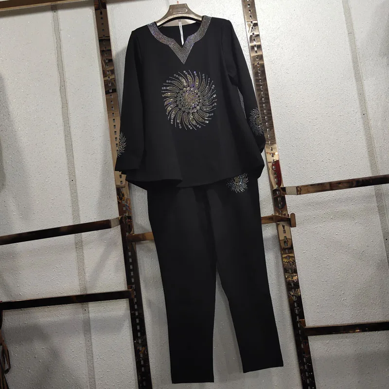 Женские Брючные комплекты больших размеров комплект из двух предметов хлопковая