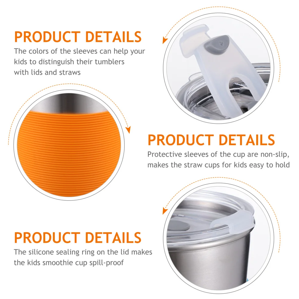 

500ml Kids Cups with Straw and Lid Kids Tumblers with Heat Insulation Sleeve