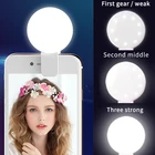 Мини-лампа для селфи, портативное кольцо для вспышки, светящееся кольцо с зажимом для IPhone 8, 7, 6 Plus, Samsung, зарядка через USB