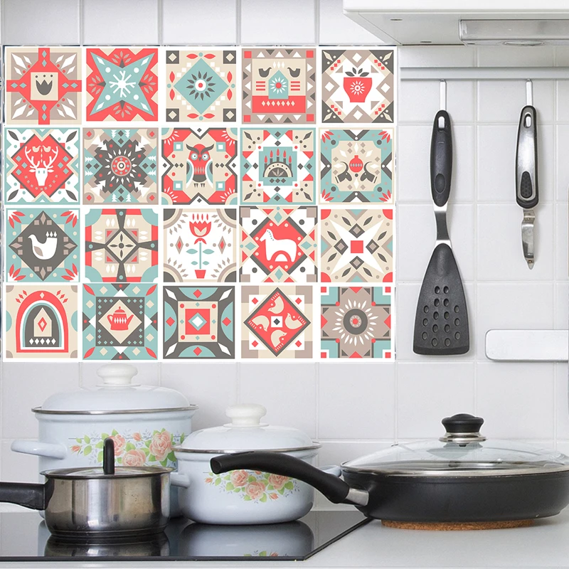 Мультяшные красочные плитки настенные наклейки для ванной комнаты детской кухни