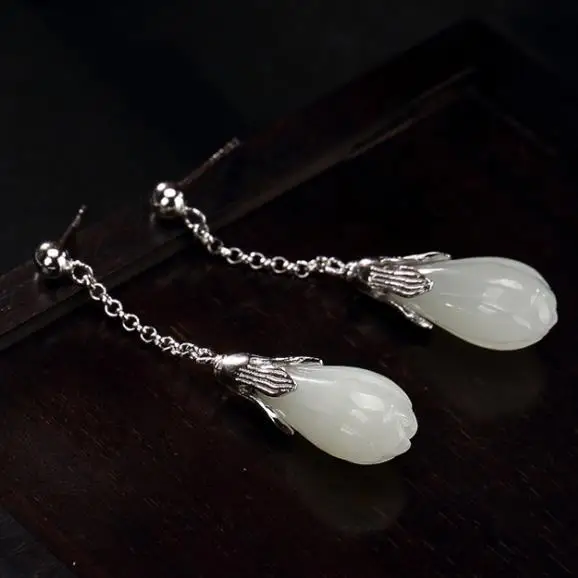 Stud earring Серебро 925 пробы, винтажные Женские Ретро висячие серьги, ювелирные изделия высокого класса, модные серьги-капли для женщин - Цвет камня: Stud earring