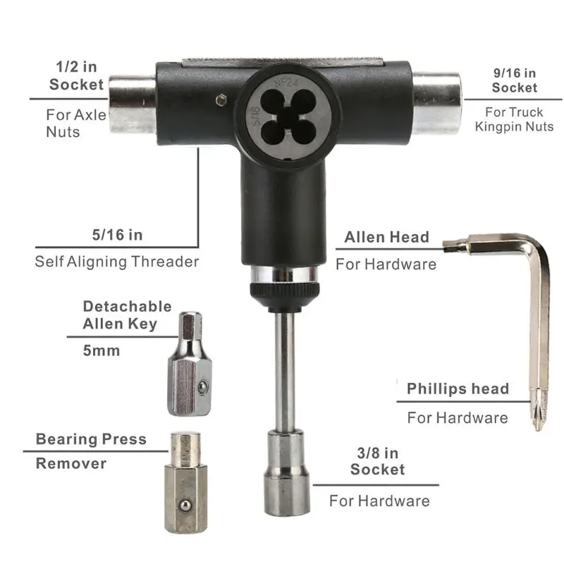 

Skateboard Tool Roller Skate Scooter Adjusting T-Wrench Long board Fish Board Repair Tools L-type Head Spanner Screwdriver