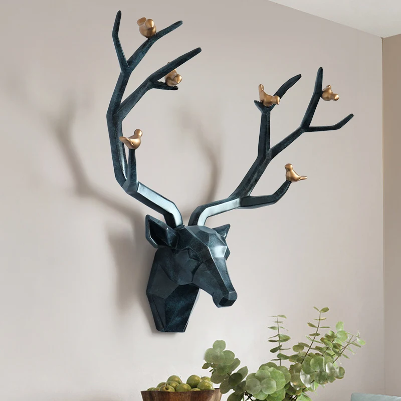 resin 3d big deer head wall decor for home satue decoration accessories abstract sculpture modern animal head wall decoration free global shipping