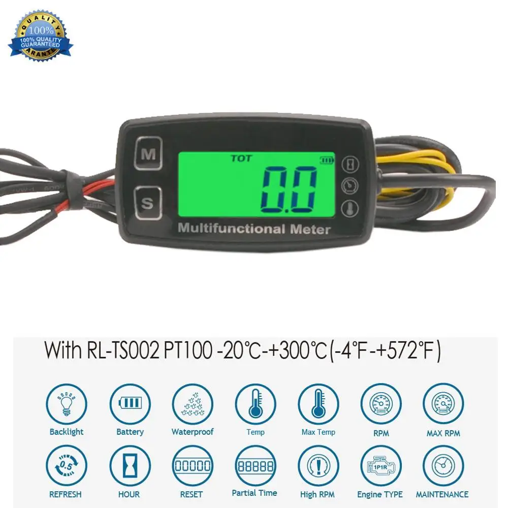 Digital LCD Tachometer Hour Meter Thermometer Temperature for Gas UTV ATV Outboard Buggy Tractor JET SKI Paramotor | Автомобили и