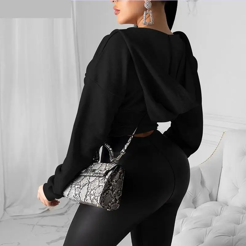 Женская Осенняя толстовка на молнии с длинным рукавом повседневная однотонная