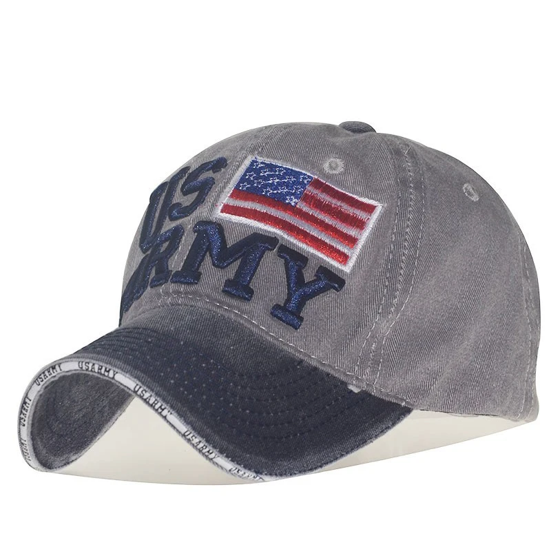 Вышитая хлопковая бейсбольная кепка в стиле армии США Мужская с гусиным языком