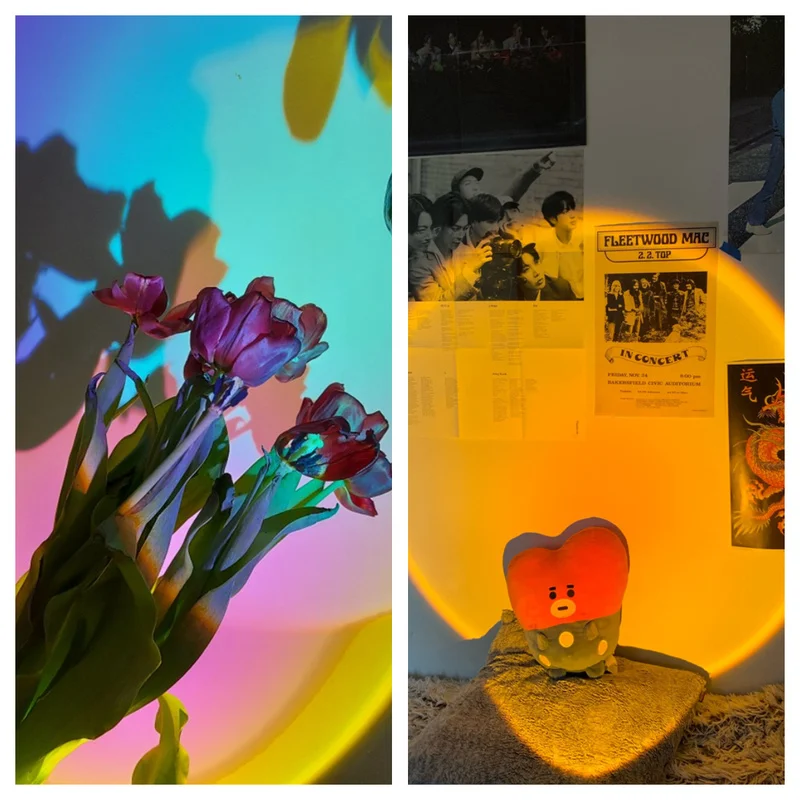 

Sunset Effect Projection Night Light Home Cafe Bar Background Projection Rainbow Light Decoration Lamp