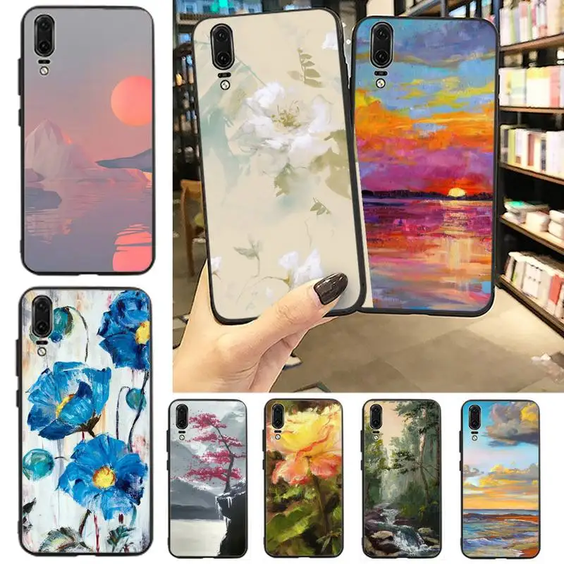 

Painting Forest Flower Leaf Phone Case For Huawei P20 P30 P40 lite Pro P Smart 2019 Mate 10 20 Lite Pro Nova 5t
