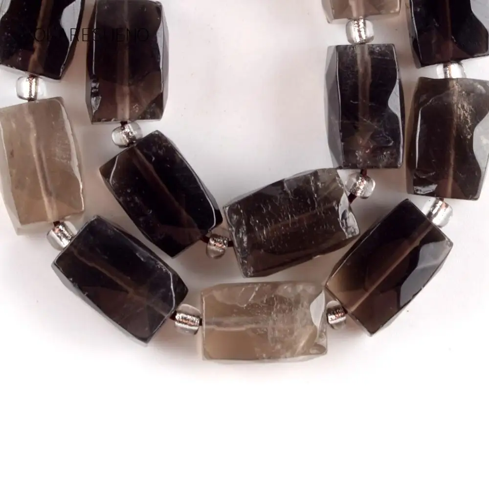 Натуральный камень дымчатый Quartzs кубоид Форма граненые бусины Spacer Бусины для
