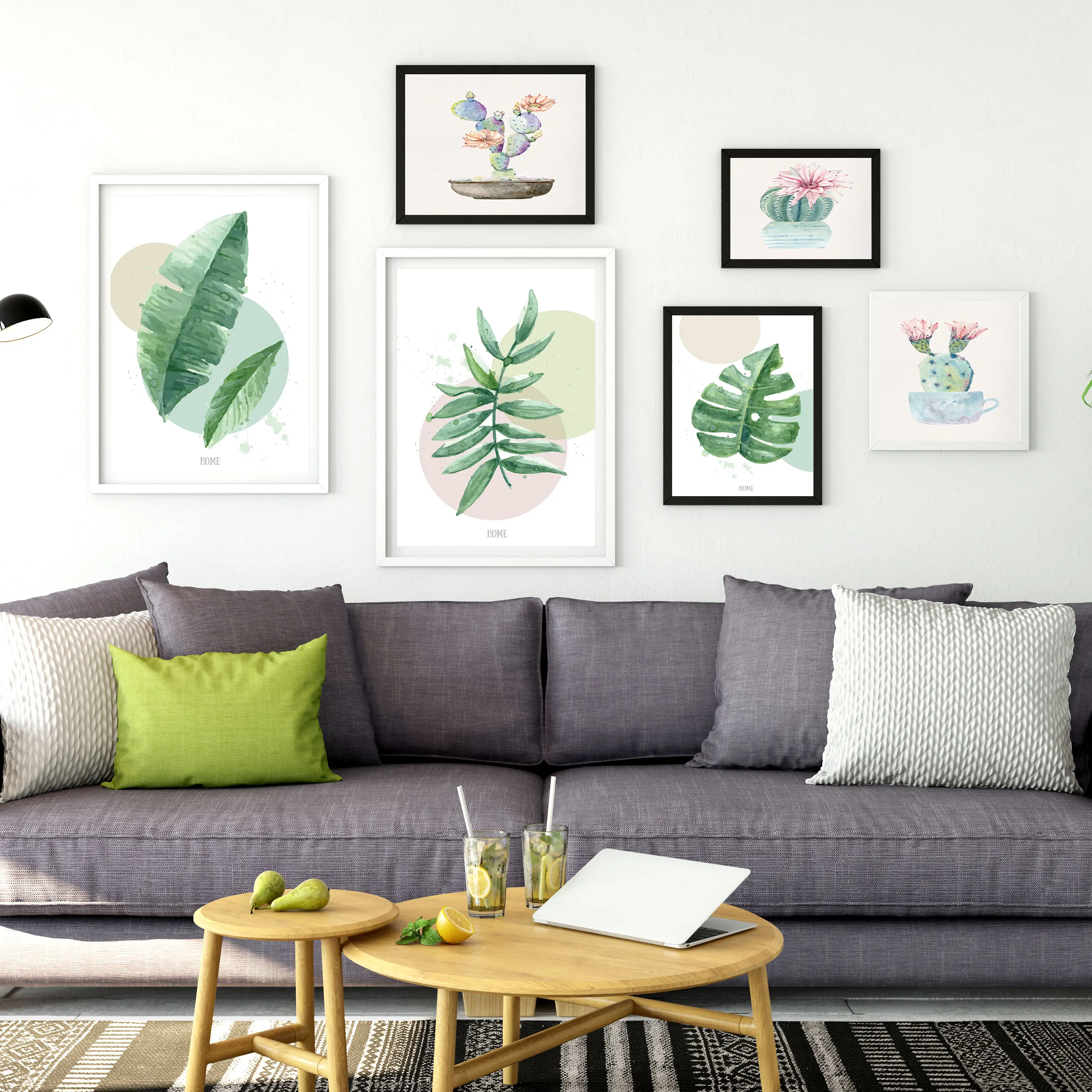 Холщовые плакаты шелковая ткань зеленые тропические листья домашний декор