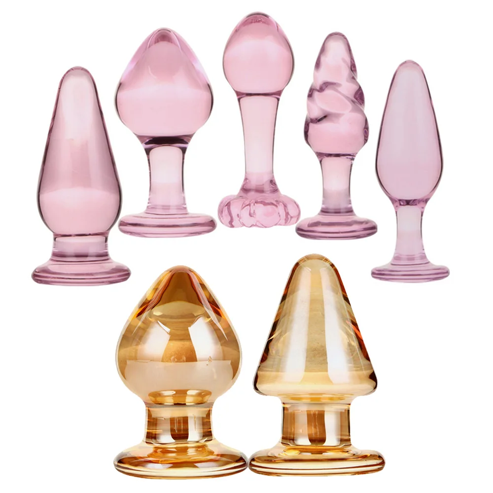 Милые розовые стеклянные анальные пробки секс игрушки для женщин мужчин геев