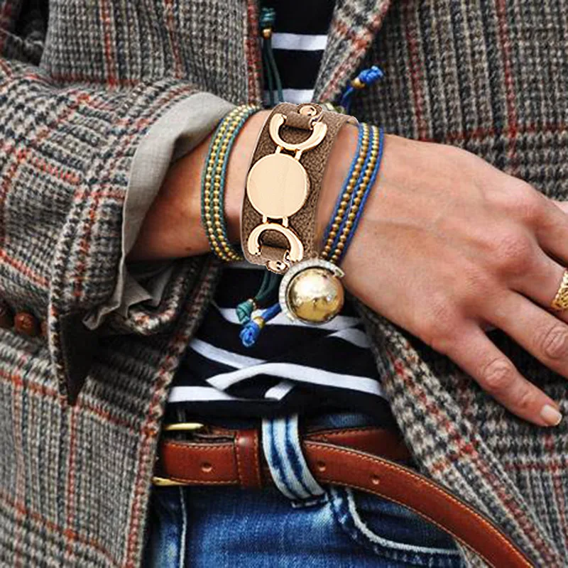 Модный женский браслет Heeda Kpop с большим именем широкий из искусственной кожи