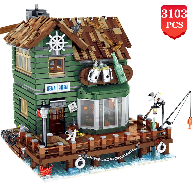 Конструктор Moc Creator Captain Wharf архитектура кирпичи для сборки рыбака гавани таверны