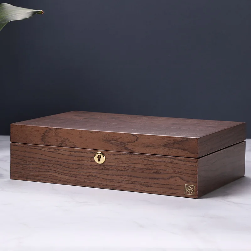 

Simple solid color ring wooden jewelry box creative cosmetics box earrings jewelry storage box
