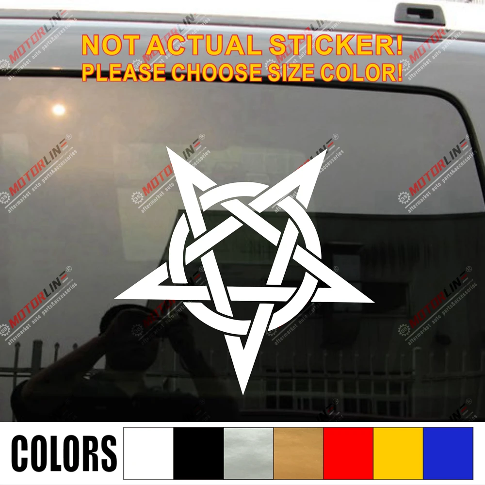 

Пиксельная цветная пентаграмма, языческая наклейка с символом, Виниловая наклейка для автомобиля, без фона