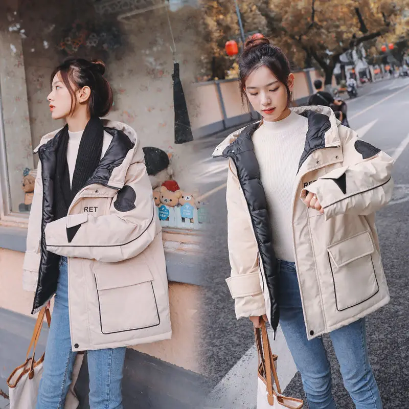 Women's coat casual down jacket winter short section women's down jacket new cotton and linen ladies Korean loose jacket