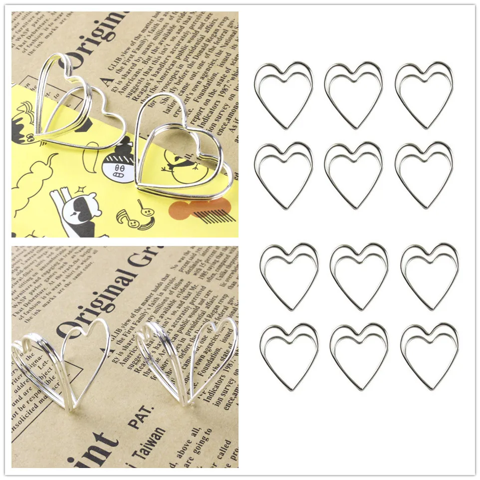 

12pcs Heart Shape Metal Memo Clip Bookmark Office School Stationery Notebook Memo Clips Decorative Stationery Paper Clip