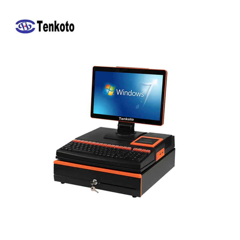 Windows 14 дюймов настольный POS кассовый ящик клавиатура 58 мм принтер все в одном