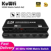 kuwfi hd mi matrix 4 in 2 out switch splitter 2 0 hd support 4k60hz 3d dual audio extractor hdcp 2 2 4k60hz 4x2 switcher