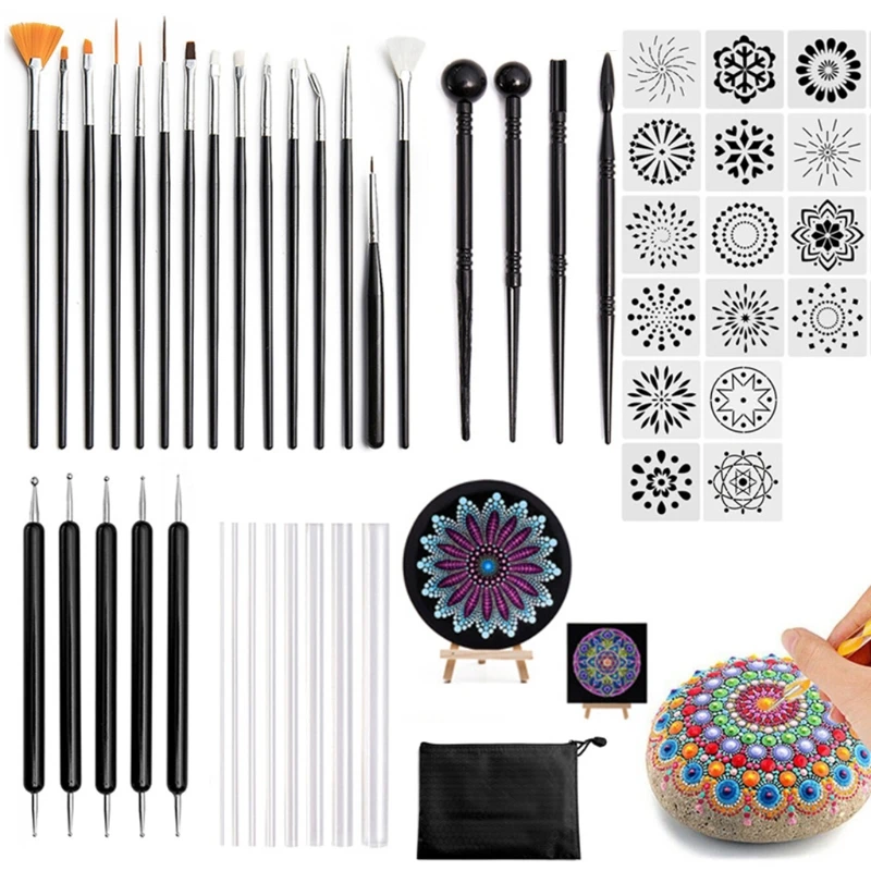 

53pcs Mandala Dotting Tools for Painting Rock Stone Acrylic Drill Stick Easel K3KB