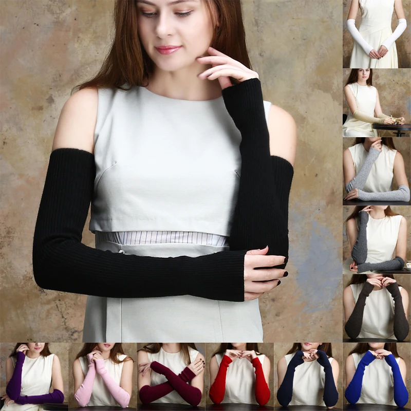 

Autumn Winter Long Knitting Gloves For Women Cotton Blend Fingerless Gloves Ladies Elbow Mittens Mittens Gifts 40/50/60cm