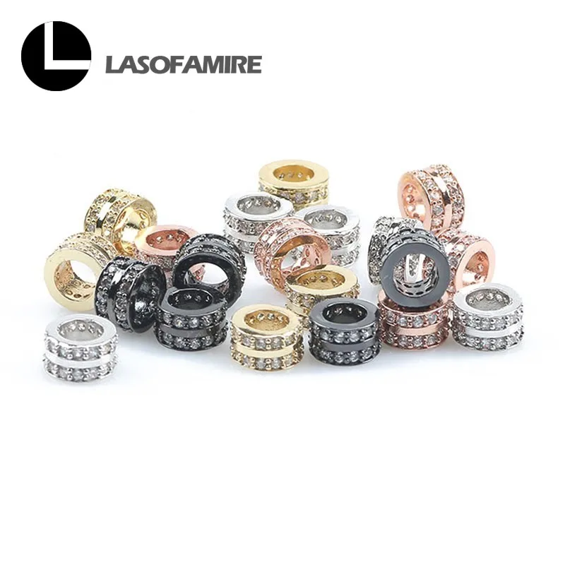 3 шт./лот черный белый цвет CZ бусины цилиндрической формы латунь микро проложить