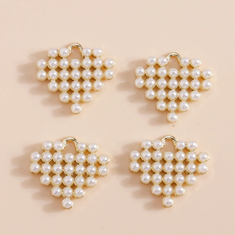 

Mix 5pcs Cute Pearl Heart Pendants Charms for Drop Earrings Bracelets Necklaces Handmade DIY Jewelry Making Accessories Supply