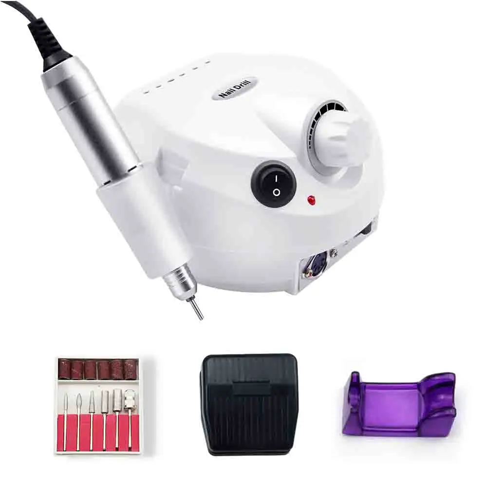 20W-202 white SET 1 32/20/12 Вт Электрический Фрезер для ногтей, сверлильный станок набор для маникюра и педикюра, фрезер фрезерный станок, маникюр, машинка для маникюра ногтей комплект оборудования, Электрический Фрезер для ногтей, набор - Color: 20W-202 white SET 1