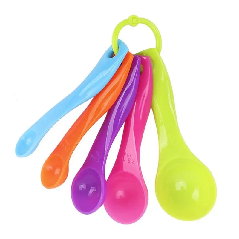 

5Pcs Kitchen Measuring Spoon Creative Baking Cooking Silicone Measuring Tool Ladle With Scale Kitchen Measuring Spoons Tools